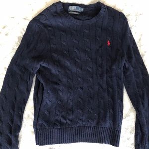 Polo Navy Cable Knit Sweater